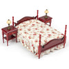 SAMCAMI Miniature Dollhouse Furniture - Victorian Wooden Dollhouse Furniture Set for Dollhouse Bedroom Incl Classical Bed, Bedside Table, Table Lamps