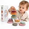Rainbow Stones Wooden Stacking Rocks for kids 2-4, 16 PCS Montessori Waldorf Toys for 3 4 5 6 Year Old, Balancing Stones, Stacking Building Blocks