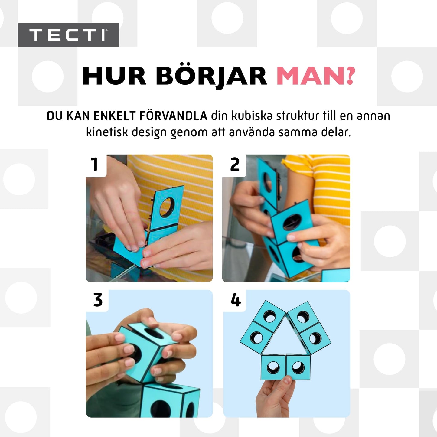 TECTI Kinetic Building System - Cubes with Seismic Moves - Consists of 3-Dimensional Interconnected Cubes - Build Over 50 Dynamic Structures - by Fun