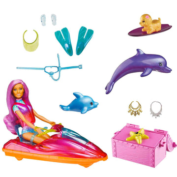 Barbie Dreamtopia Doll with Jet Ski, Pets and Water Accessories Toy (Mattel HBW90)