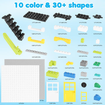 ekuzi 1200 Creative Building Blocks Set Compatible with Major Brands Classic, Includes Dual-Sided and Single-Sided Baseplates, Variety of Accessories