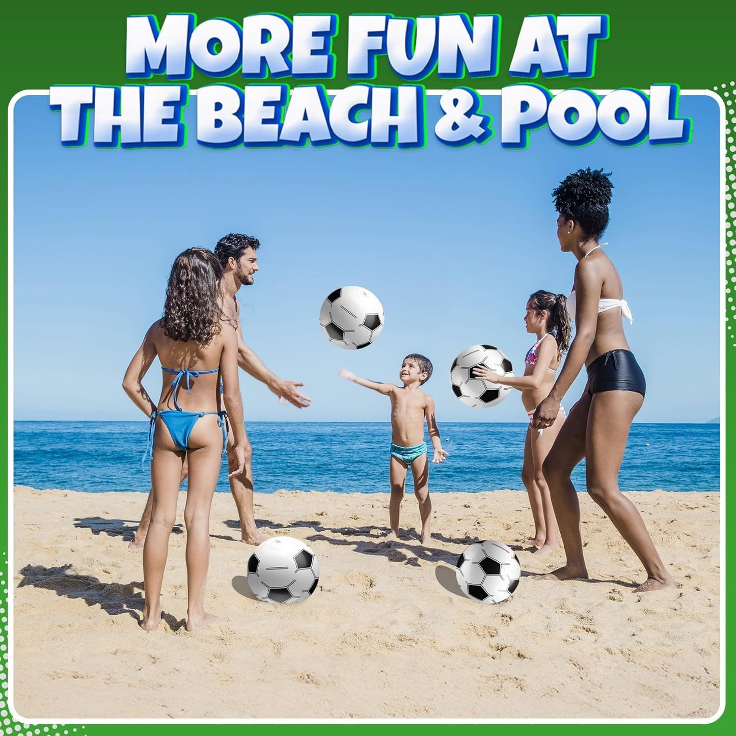 Inflatable Soccer Balls (Pack of 12) 16-inch, Soccer Party Beach Balls Bulk