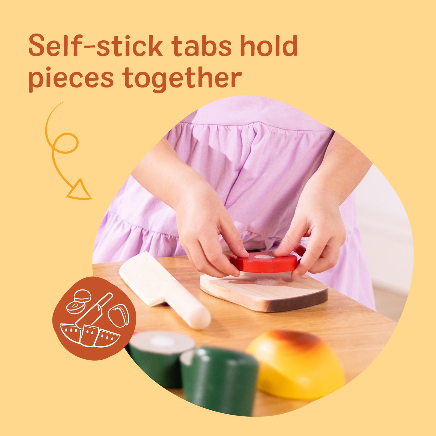 Melissa & Doug Cutting Food - Play Food Set With 25+ Hand-Painted Wooden Pieces, Knife, and Cutting Board