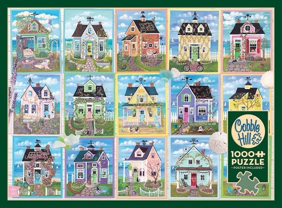 Cobble Hill 1000 Piece Puzzle - Seaside Cottages- Sample Poster Included