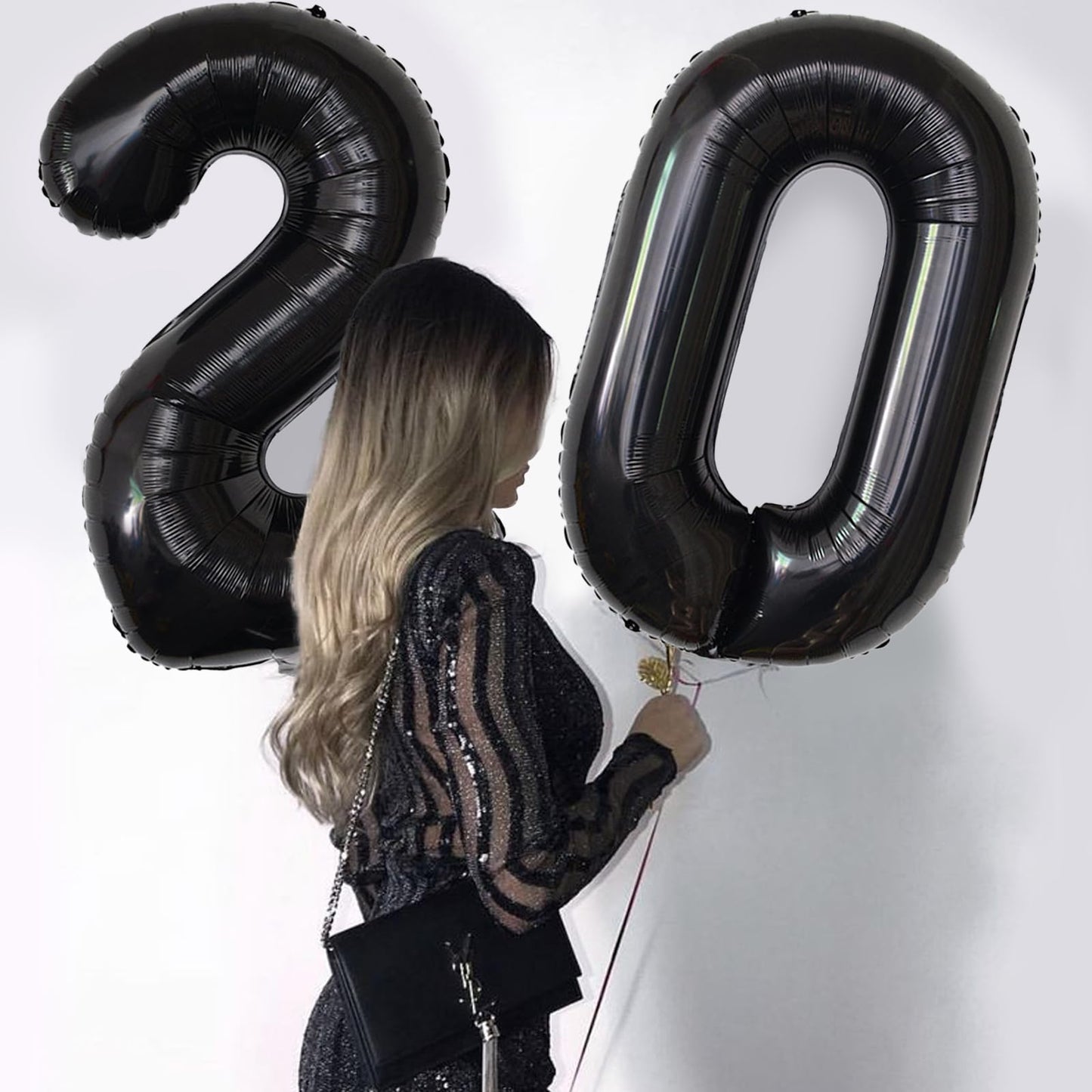 Number Balloons Black Party Balloon - Giant Number 20 Balloon, 40 Inch Large Balloon for 20th Birthday Decorations, Black Party Supplies for Men Women