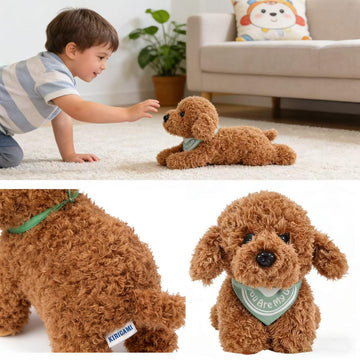 KIRIGAMI Dog Stuffed Animal, Golden Doodle Puppy Plush Toy with Realist Weighted Soft dog stuffed gift for kids?11 inches (Brown Color)