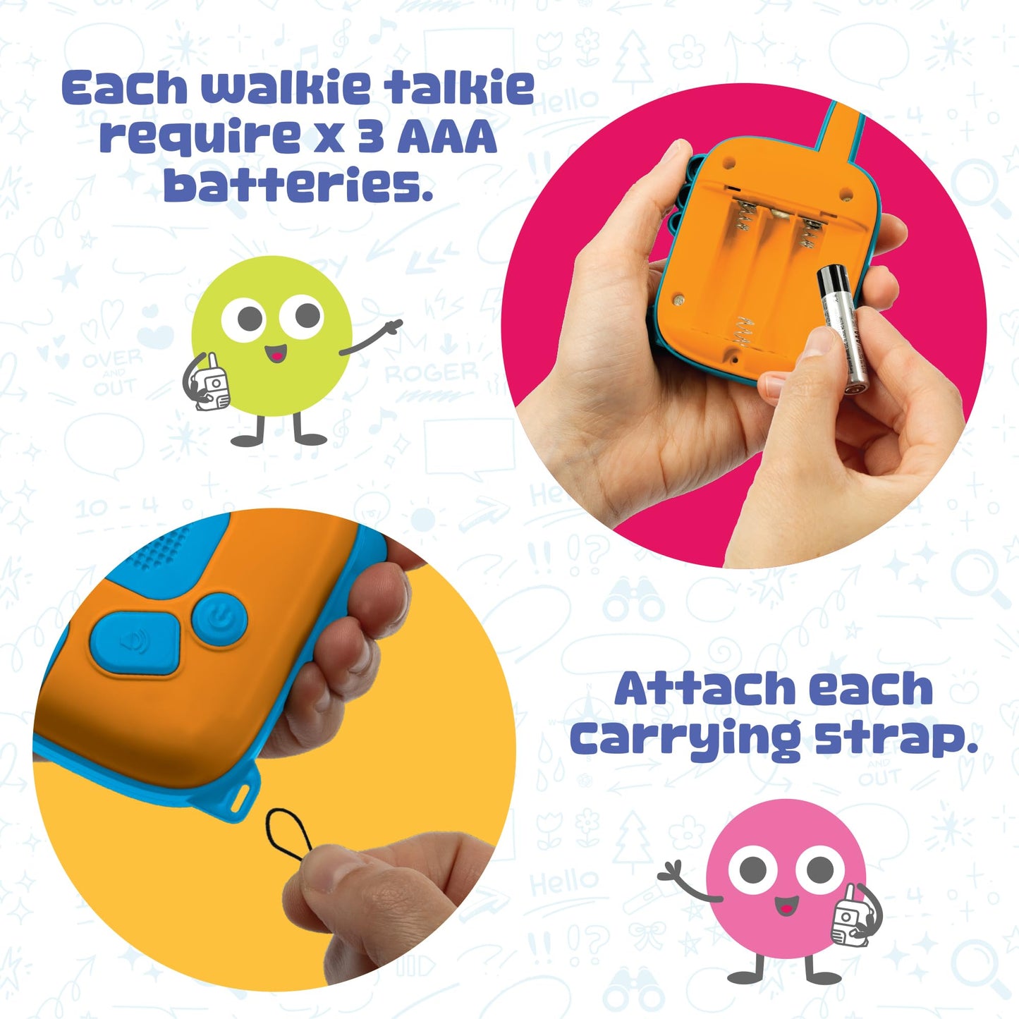 Walkie Talk-Along Scavenger Hunt & Adventure Set - 2 Rugged Walkie Talkies (1,000 ft Range) + 24 Mission Cards - Outdoor Backyard Games for Kids Ages