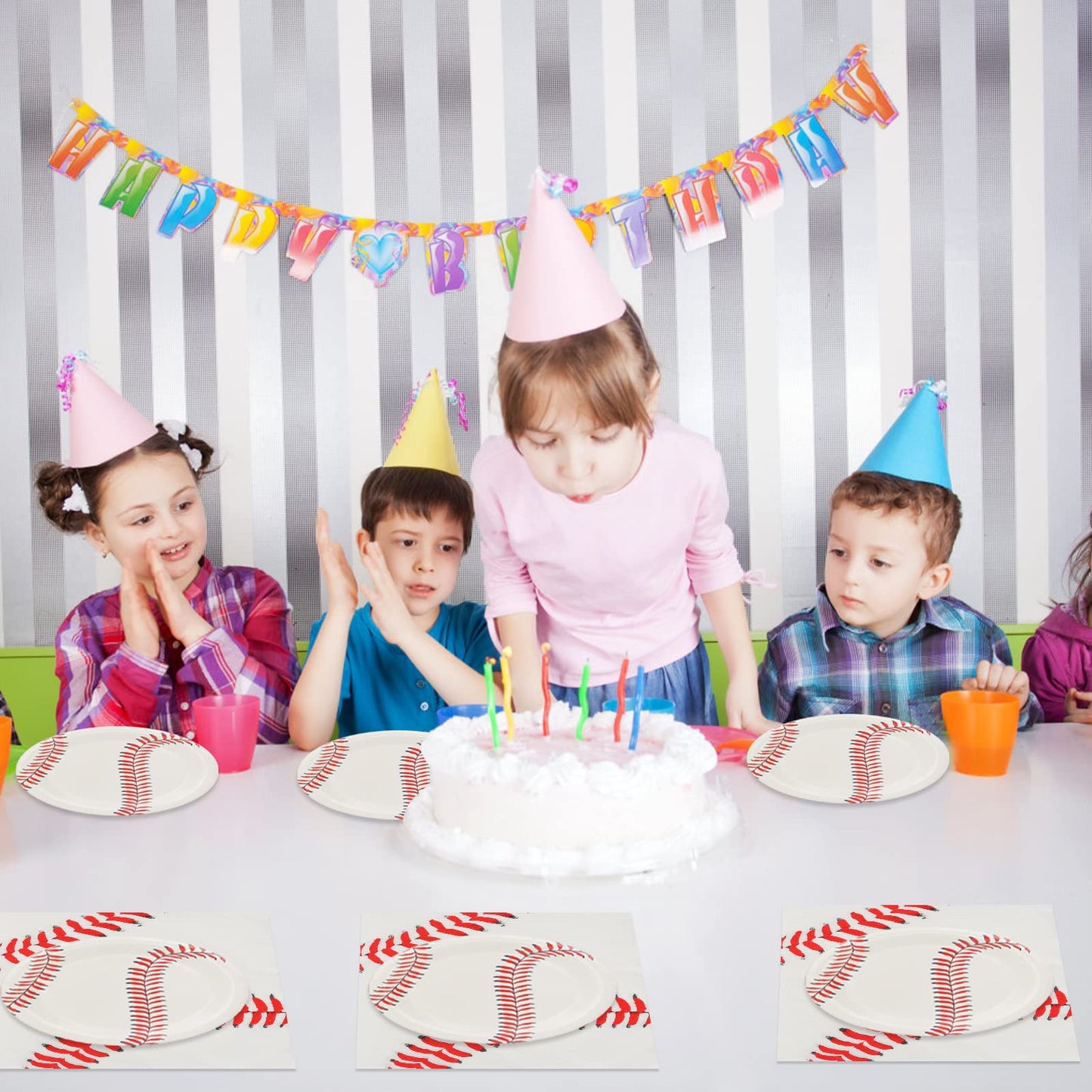SNIMICS 40PCS Baseball Party Decorations,Baseball Plates,Baseball Napkins for Baseball Birthday Party Supplies Baseball Fans Boys Baby