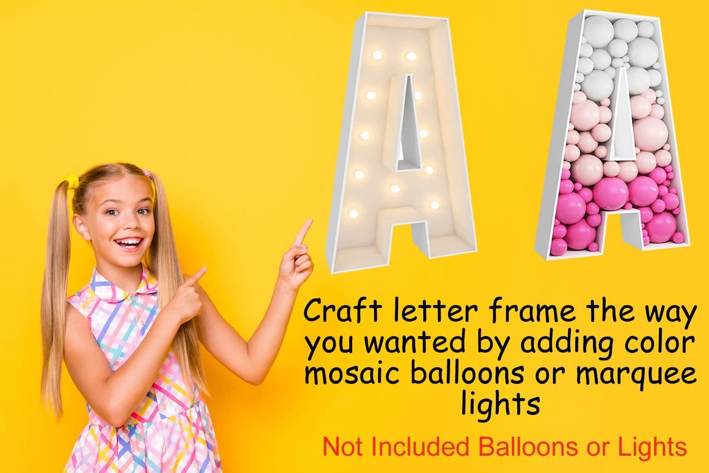 3FT Tall Mosaic Balloon Frame Letters Big Marquee Light Up Letters DIY Kit for Birthday Party Wedding Backdrop Decor Letter I Pre-Cut Foam Board