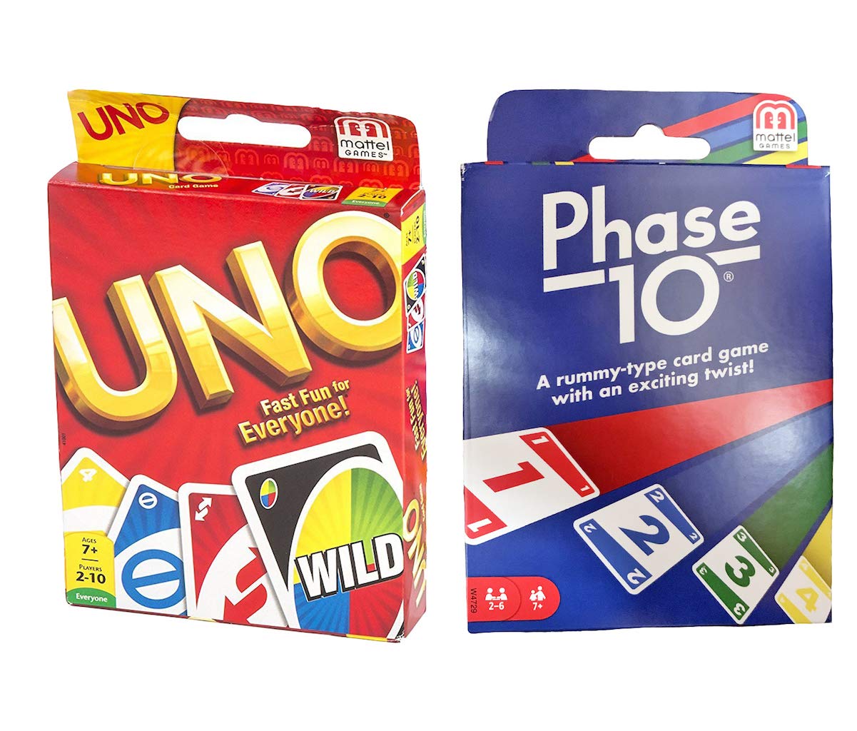 Mattel Bundle of Phase 10 Card Game and UNO Card Game