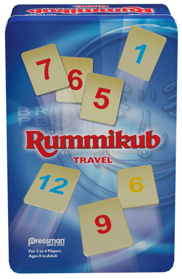 Pressman Rummikub in Travel Tin - The Original Rummy Tile Game, Blue (B07GLGBW9X)