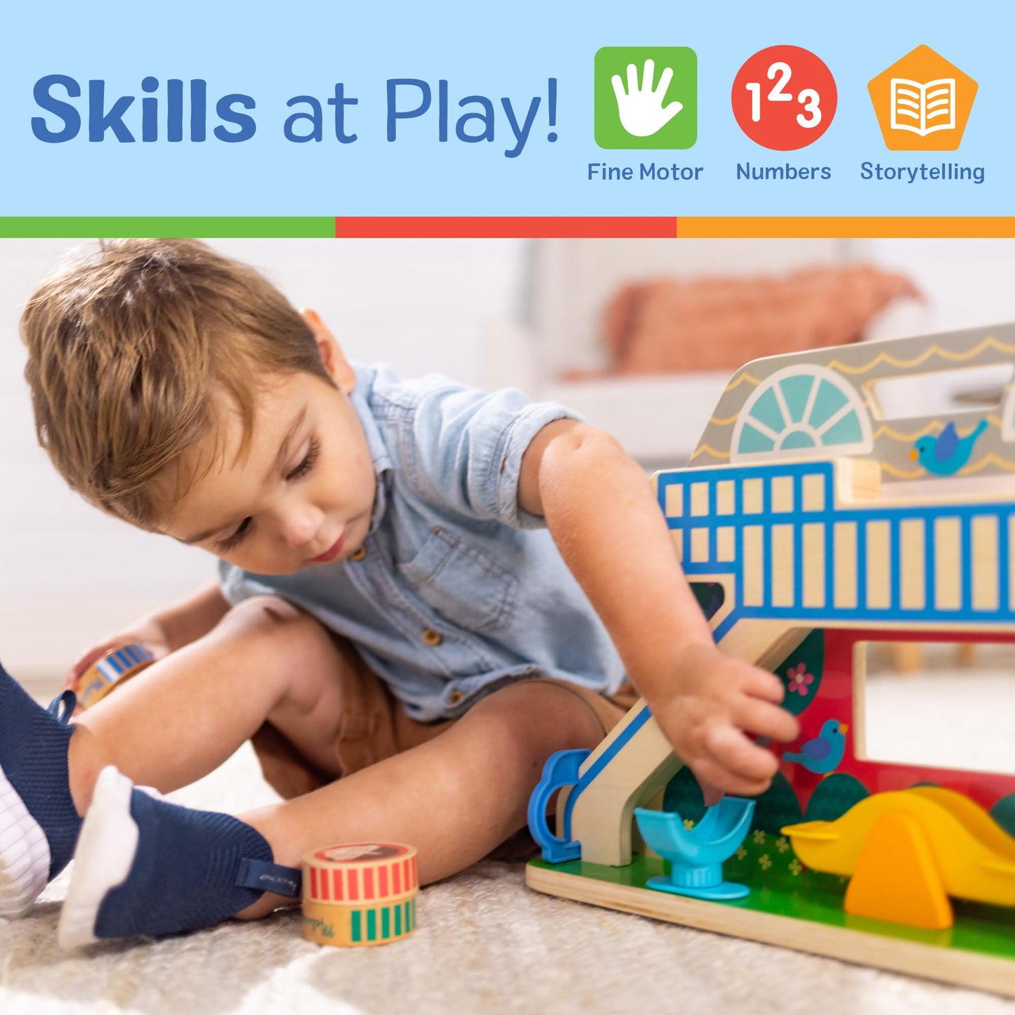 Melissa & Doug GO Tots Wooden Schoolyard Tumble with 4 Disks - FSC Certified