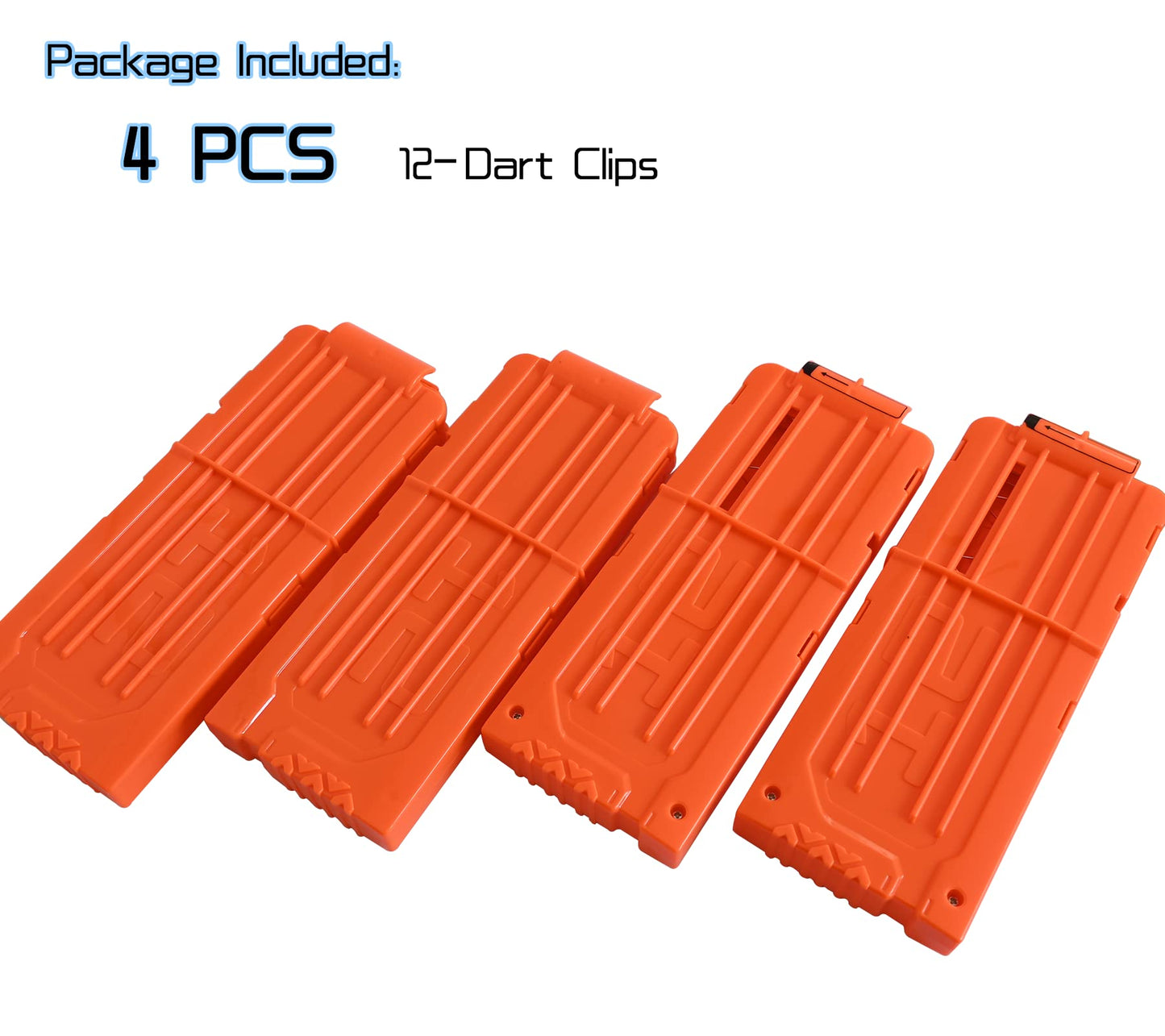 lififun 4 Pack 12-Dart Quick Reload Clip Magazine for Nerf N-Strike Elite Series (Orange)