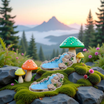 3Pcs Blue DIY Miniature Mini Water Pool Fairy Garden Lawn Ornament for Mountain Dollhouse Decor Craft Statues Antique European Village Manor Style