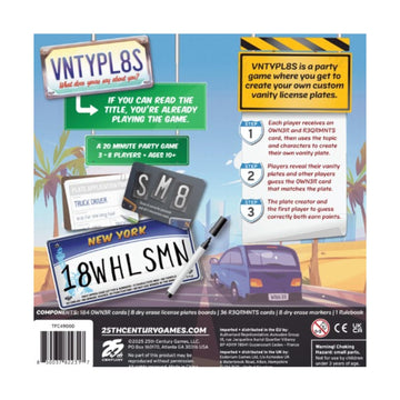 25th Century Games VNTYPL8S aka Vanity Plates Ages 10+ | 2-8 Players | Create Your Own License Plates | Creative Guessing & Deduction Game