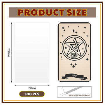 Maitys 300 Pack Clear Tarot Card Sleeves (72x122mm) 200?M Thick, Non-Glare Compatible with TCG & Board Game Cards