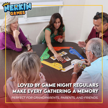 Nerkin Games Rolling Jokers 8-Player Edition Pegs and Jokers Board Game - Wooden Set for 2-8 Players - Adult Tabletop
