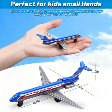 QUANA Airplane Toys, 6 Pack Metal Plane Pull Back Toy Airplanes for Kids 3-5 6 7 Years Old, Die Cast Aircraft Models Kids Play Vehicles Goodie Bag