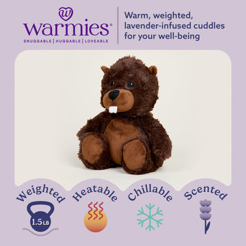 warmies Microwavable & Weighted Stuffed Animals, Beaver - Soothing Warmth Plushies - Lavender-Scented Weighted Plushie Comfort - Stuffies for Adults