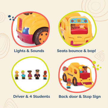 B. toys Boogie Bus School Bus Toy with Lights, Sounds and Figures, Vehicles