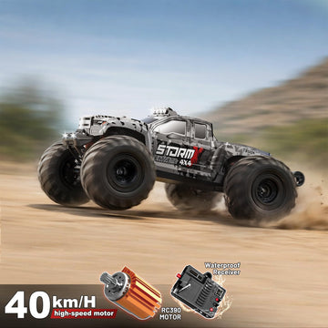 Womaqu RC Cars 1:14 4WD Off-Road RC Monster Truck High Speed 40 km/h, 4x4 Remote Control Car with 2 Rechargeable 1300mAh Batteries and 2 Sets of Tires