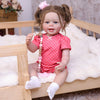 Tookyhill 22 Inch Realistic Reborn Baby Doll Girl, Lifelike Newborn in Red Polka Dot Outfit, Handmade Weighted Toddler Doll with Pacifier Clip and