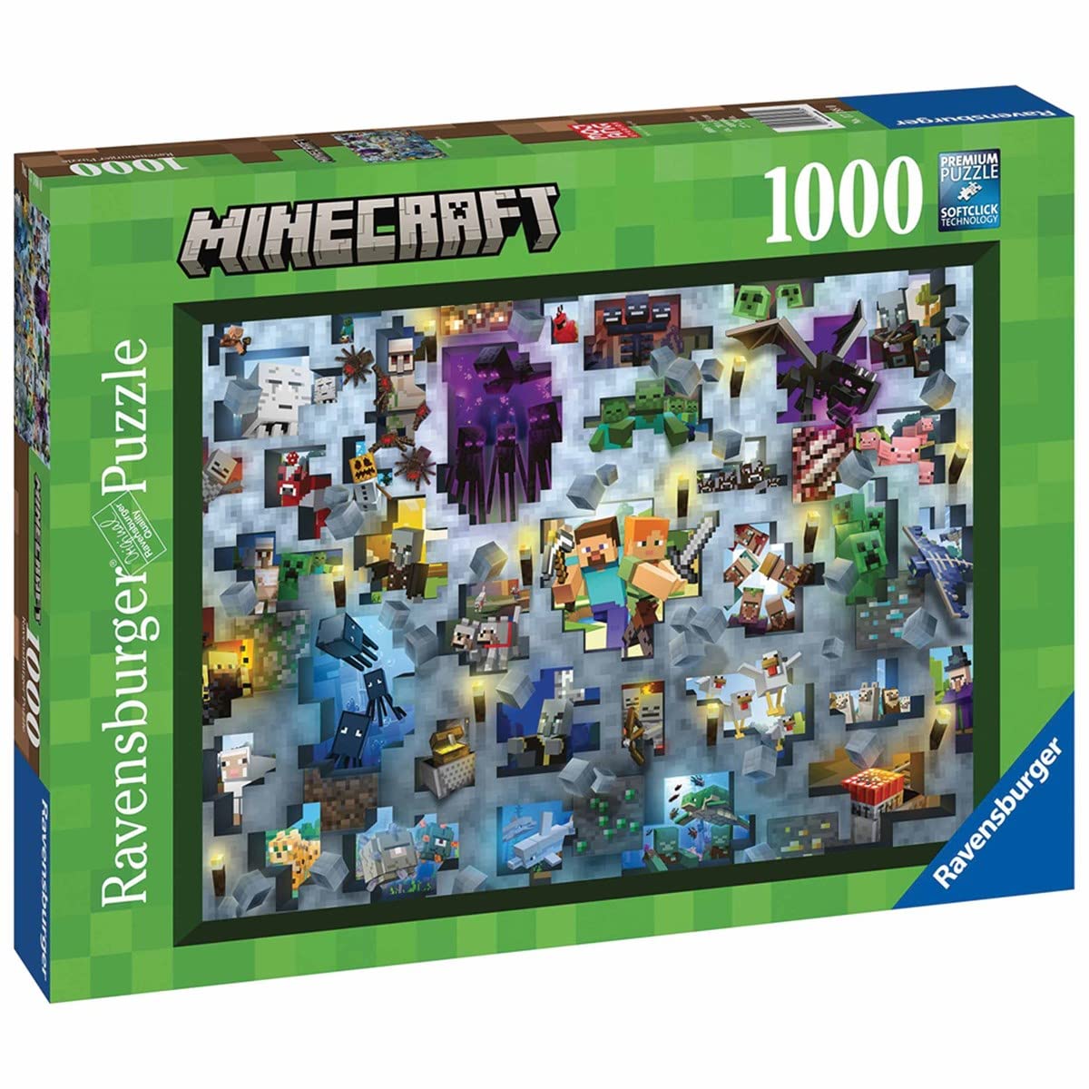 Ravensburger Minecraft 1000-Piece Jigsaw Puzzle for Adults and Kids | Unique Softclick Technology | Immersive Minecraft Imagery | Ideal for Puzzle