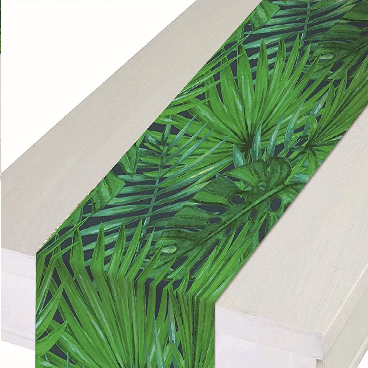 Oojami Safari Table Runner Pack of 3 - Leaf Design, Jungle Animal Print, Polyester, Ideal for Safari Birthday, Baby Shower, Woodland Party, Zoo