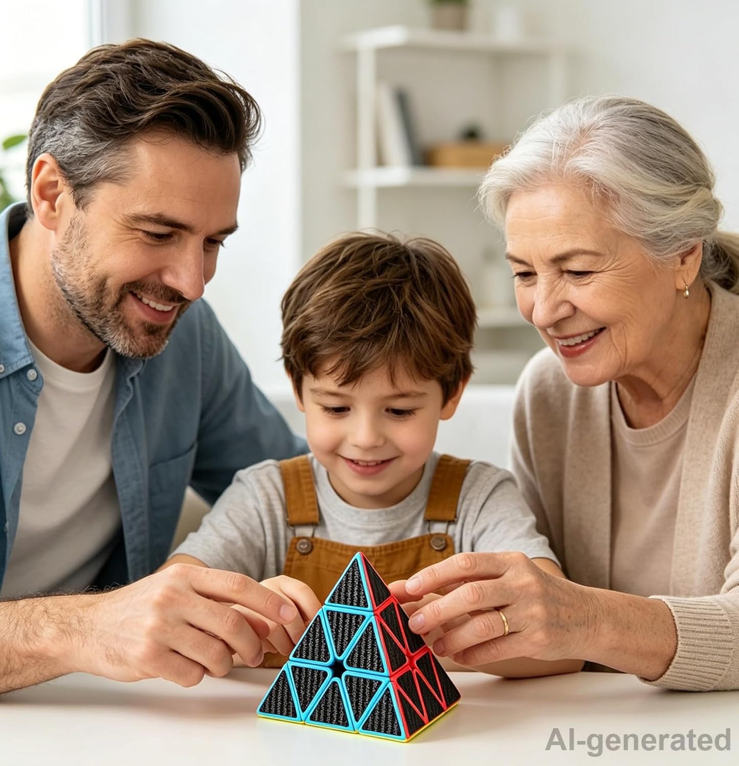 AMAZA 3X3 Pyramid Speed Cube Carbon Fiber Sticker Puzzle Cube 3X3X3 Speed Cube Triangle Magic Cube Puzzle Toy Magic Cube Puzzles