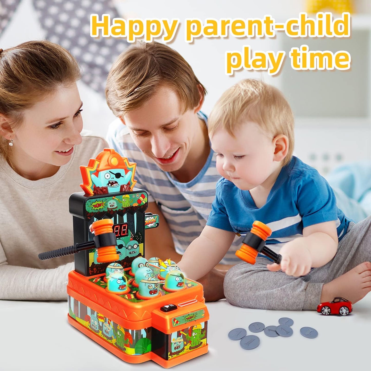 Zombies Whack Game Toys for Kids, Arcade Game for 3 Year Old, Mini Electronic Interactive Hammering & Pounding Toys, Gift Idea for Toddler Kids Boys