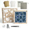 Fuwuu Flower Press Kit 7.1" - Medium Wooden Plant Pressing Book for DIY Art, Blue Camellia Design 6-Layer Leaf Flower Preservation Kit for Adults