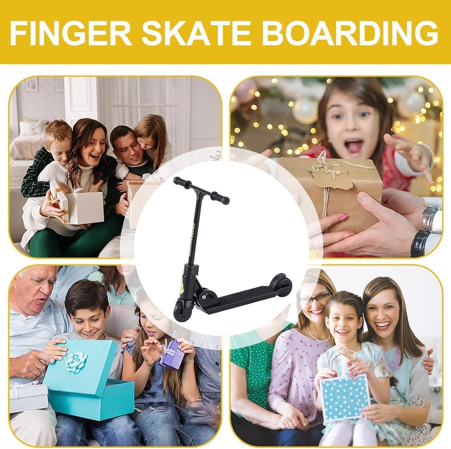 SelHeng 3Pcs Finger Scooter - 2-Wheeled Scooter - Foldable BMX with Brake | Finger Board Accessories for Teen | Non-Slip Fun Finger Skateboards