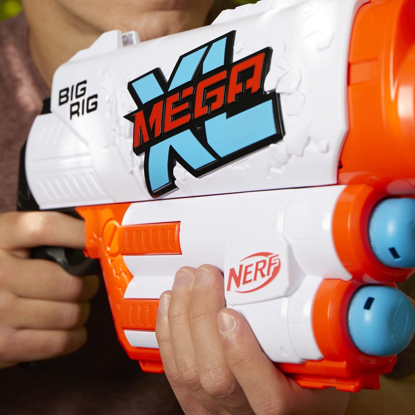 Nerf Mega XL Big Rig Blaster, Largest Mega Darts Ever, 3 Mega XL Whistler Darts, XL Dart Blasting, Onboard Dart Storage