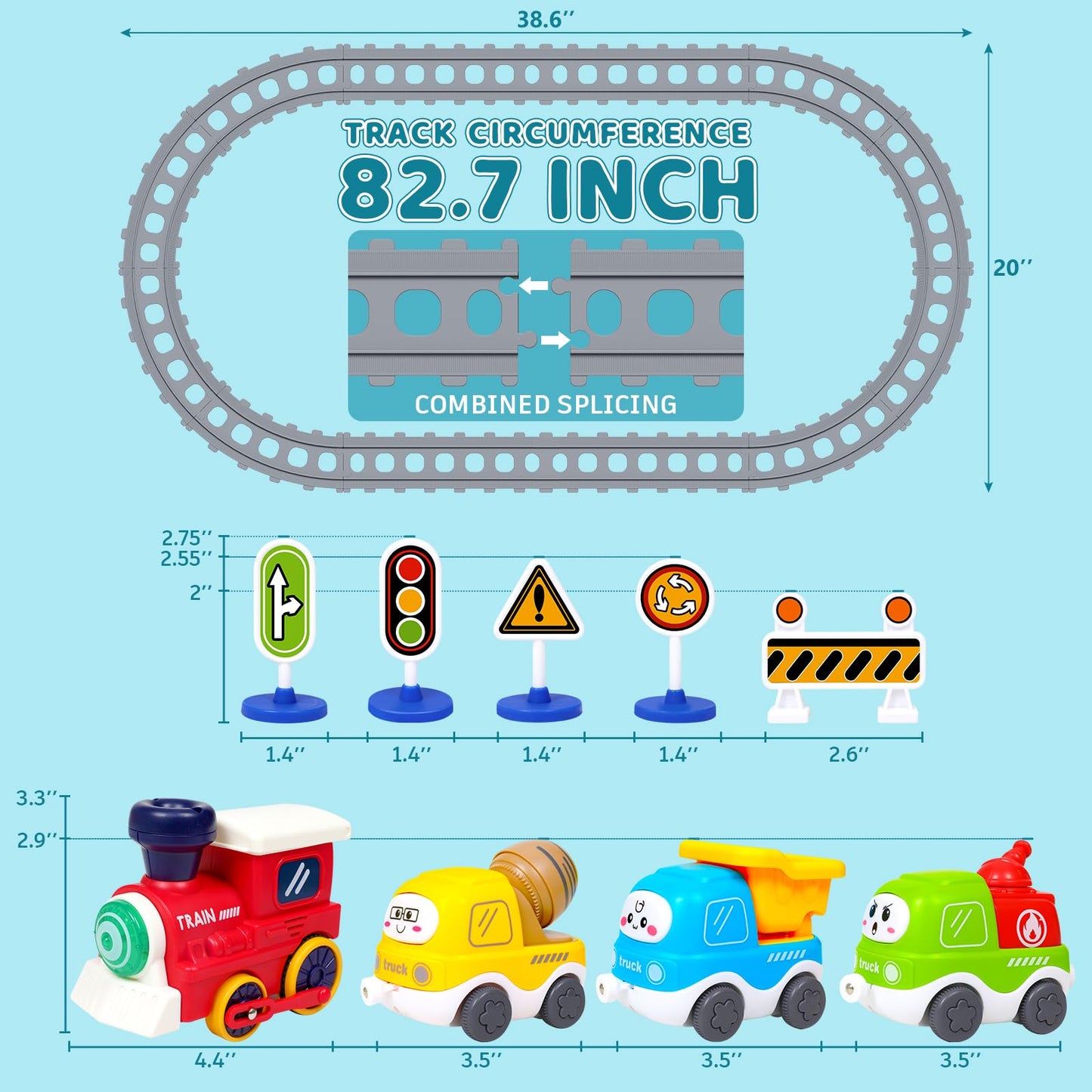 Electric Train Set for Toddlers 3-5 4-8 with Train Tracks Set Lights Up Steam Sign Realistic Music Sound Magnetic Train Connection Toys Birthday 3 4 5