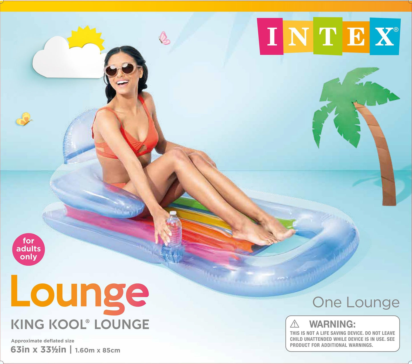 Intex King Kool 58802EP Inflatable Lounging Swimming Pool Float, Multi-Colored