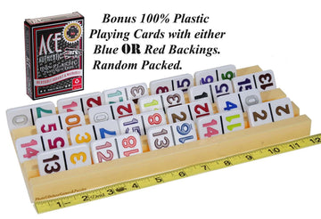 Plastic Trays / Racks for Dominoes OR Playing Card _ Dual Use _ Set of 4 _ Bonus 1 Deck of Ace 100% Plastic Playing Cards (Random backing color of Red
