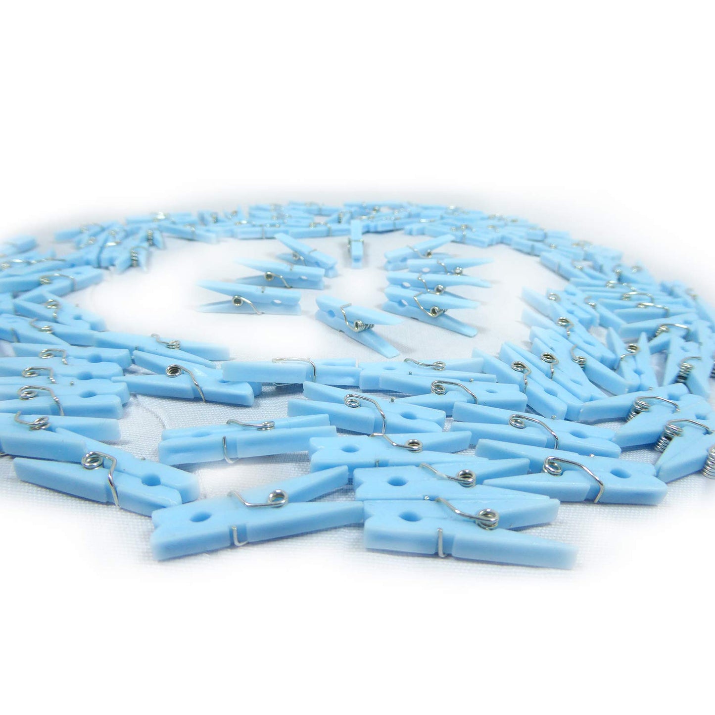Mini Blue Clothespins | 100 Pack 1.25” Inch Clothes Pins Plastic Baby Shower Favors | Party Game Scatter Decorations | DIY Baby Boy Gender Reveal