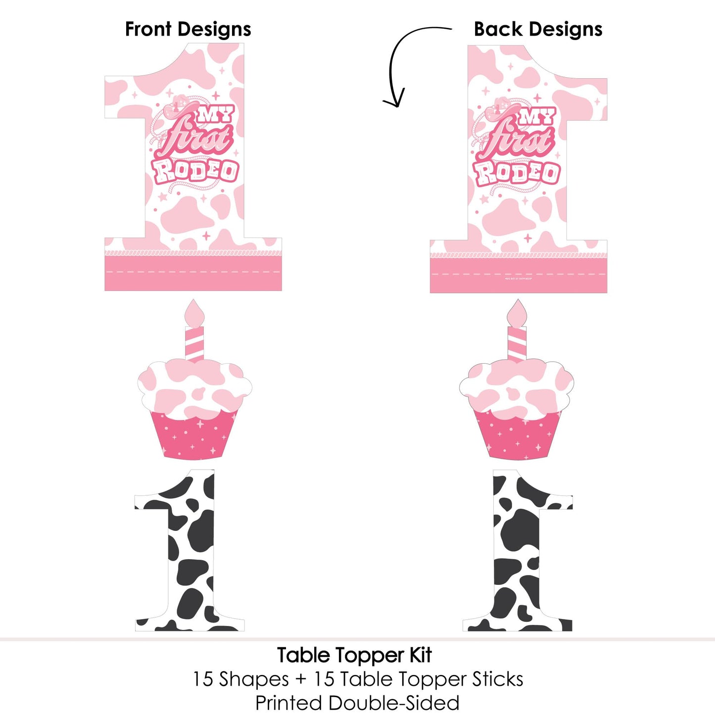Big Dot of Happiness Pink First Rodeo - Cowgirl 1st Birthday Party Centerpiece Sticks - Table Toppers - Set of 15