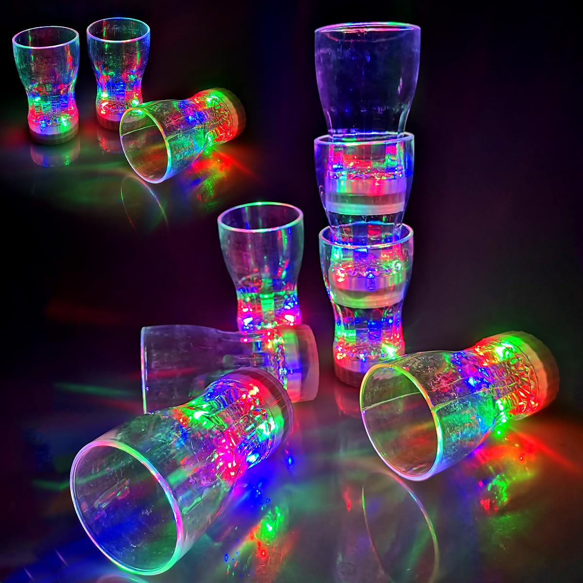 OceanWings 12 Pack Large Light Up Cup, LED Glow in The Dark Party Supplies Party Favors Light Up Drinking Shot Glasses for Adults Wedding Birthday
