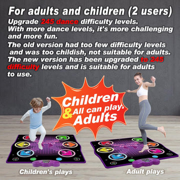 HTASKTEXEH Dance mat Toys for Kids Ages 3-12 and Adults, Electronic Dance Pad with Light-up 6-Button Connectable to Cell Phone, Musical Dance Toys
