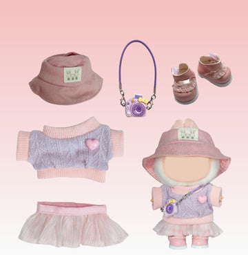 5-Piece 17cm Doll Outfit Set - Knit Top, Fashion Outfit Set for Collectible Figures - ?Hats, Dresses, Skirts, Slung Accessories Cameras, Shoes ? No