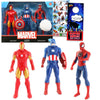Avengers Action Figure Set - 3 Pack Bundle of Marvel Action Figures: Iron Man, Spiderman & Captain America, Stickers, More | Avengers Figurines Set