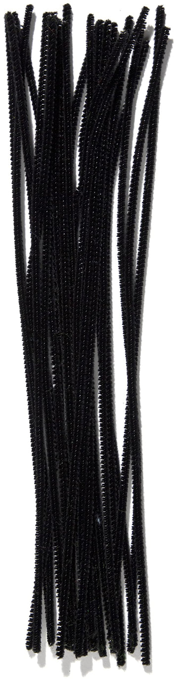Black Chenille Stem Pipe Cleaners, 3mm x 12 inch, 25 Pack