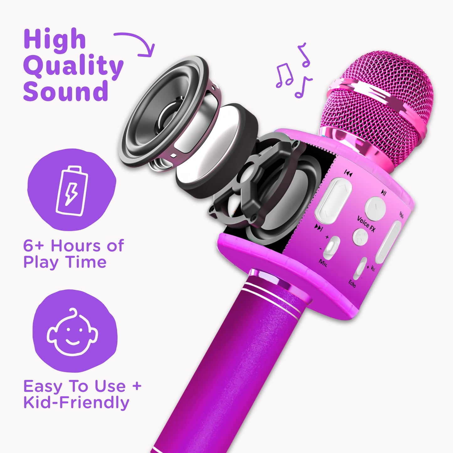 Move2Play, Kids Karaoke Microphone | Includes Pre-Loaded Songs & Bluetooth | Kids Birthday Party Gift | Toy for All Ages 2, 3, 4, 5, 6+ Year Old