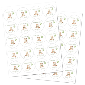2"" Round Bear Balloon Baby Shower Thank You Beary Much Favor Stickers - Set of 40 (Green Balloon)