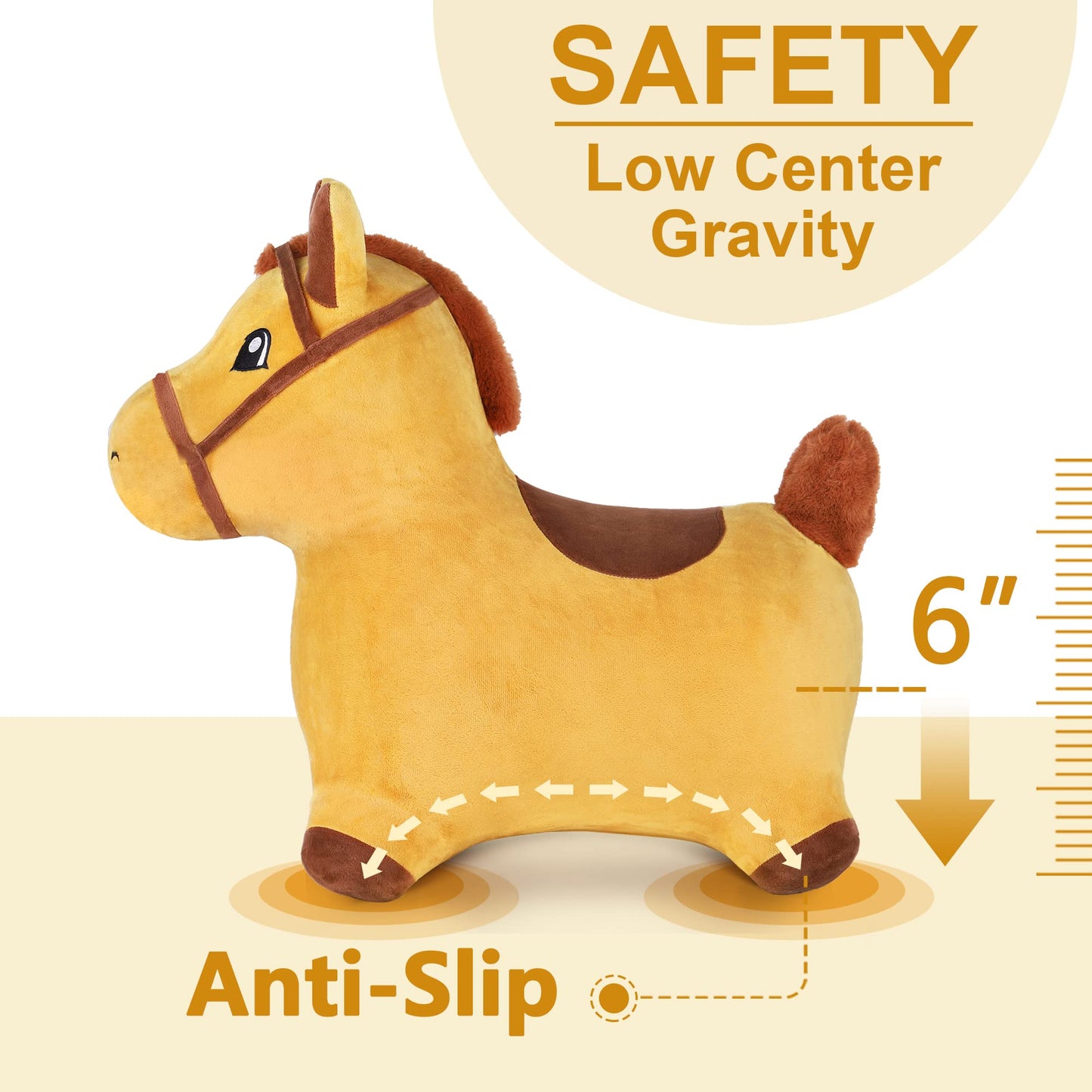 Bouncy Pals Toddler Horse Hopper Toy, Kids Outdoor Ride Bounce Farm Animal