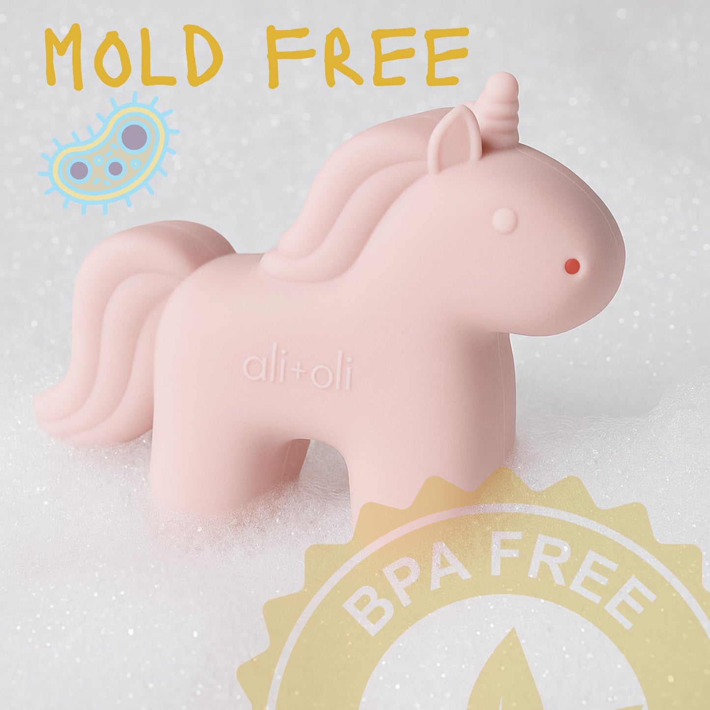 Ali+Oli Squirt Silicone Bath Toys (3pc) Unicorn Set | BPA-Free Food-Grade Silicone, Easy to Clean, Dishwasher Safe for Toddlers, Phthalate-Free