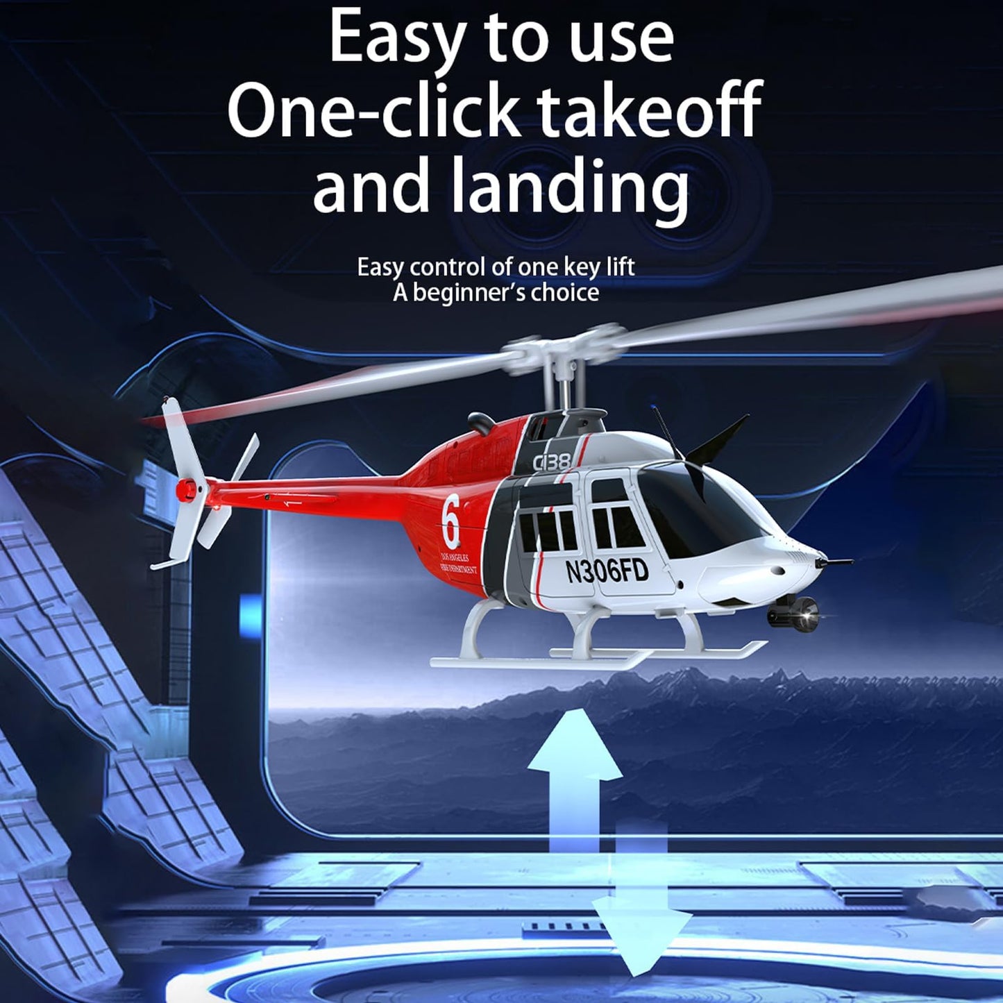 DrivesX C138 Rc Helicopter for Adults, RC ERA C138 1/30 Scale Bell 206 2.4G 6CH No Aileron Helicopter with Altitude Hold and Optical Flow Positioning