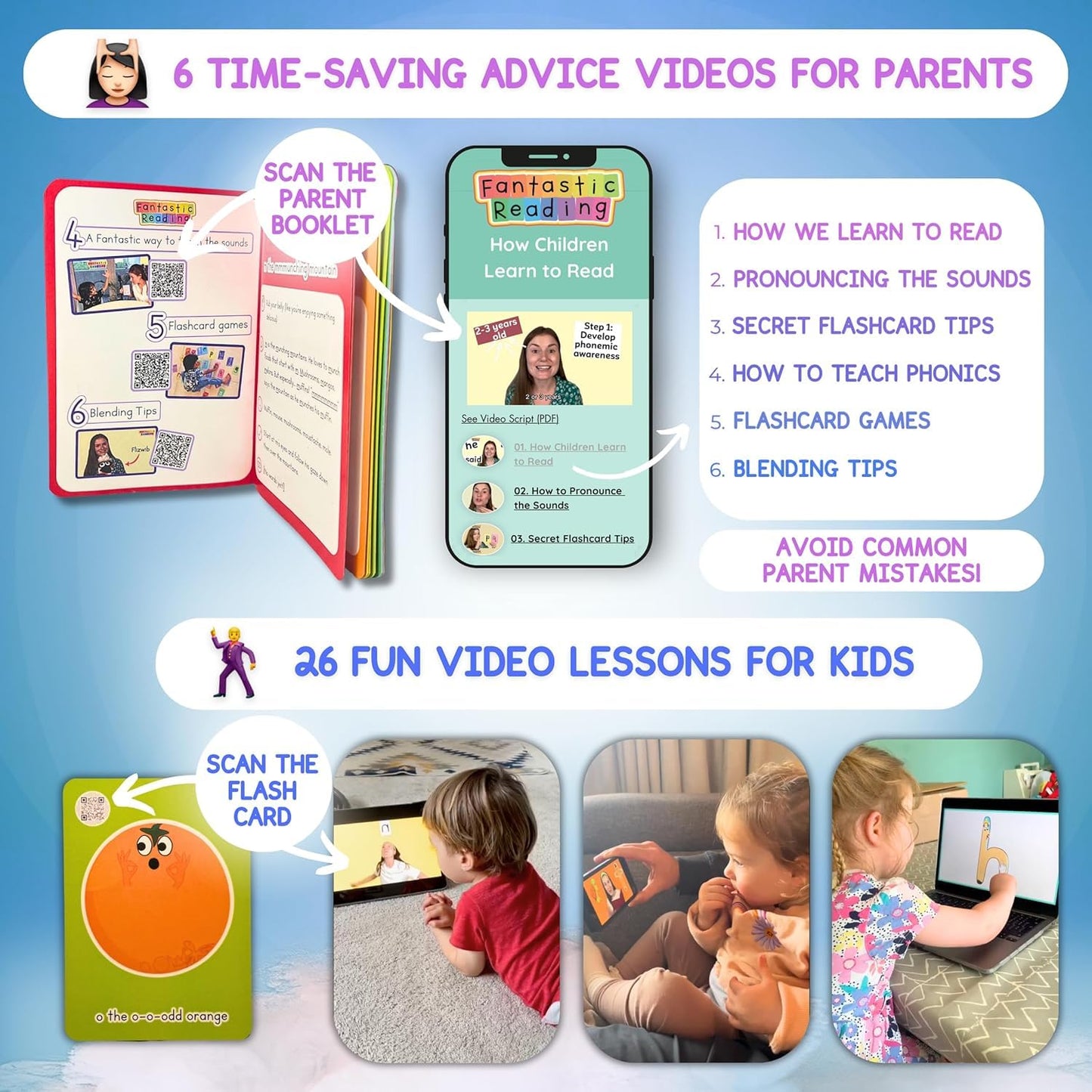 Phonics Flash Cards with Video Lessons for Ages 2-6 Years - Fantastic Alphabet Flash Cards Kindergarten - Engaging ABC Cards for Preschool