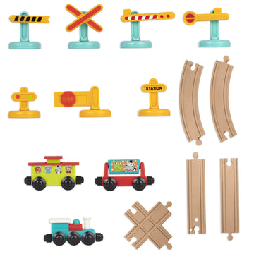 Battat Train Set for Kids, Toddlers, All Aboard 29-Piece Track Set, Trains